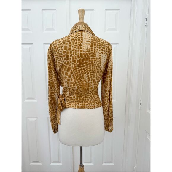 Vtg Escada Silk Animal Print Wrap Button Up Shirt Top 38 M Giraffe Leopard Snake - Picture 3 of 6